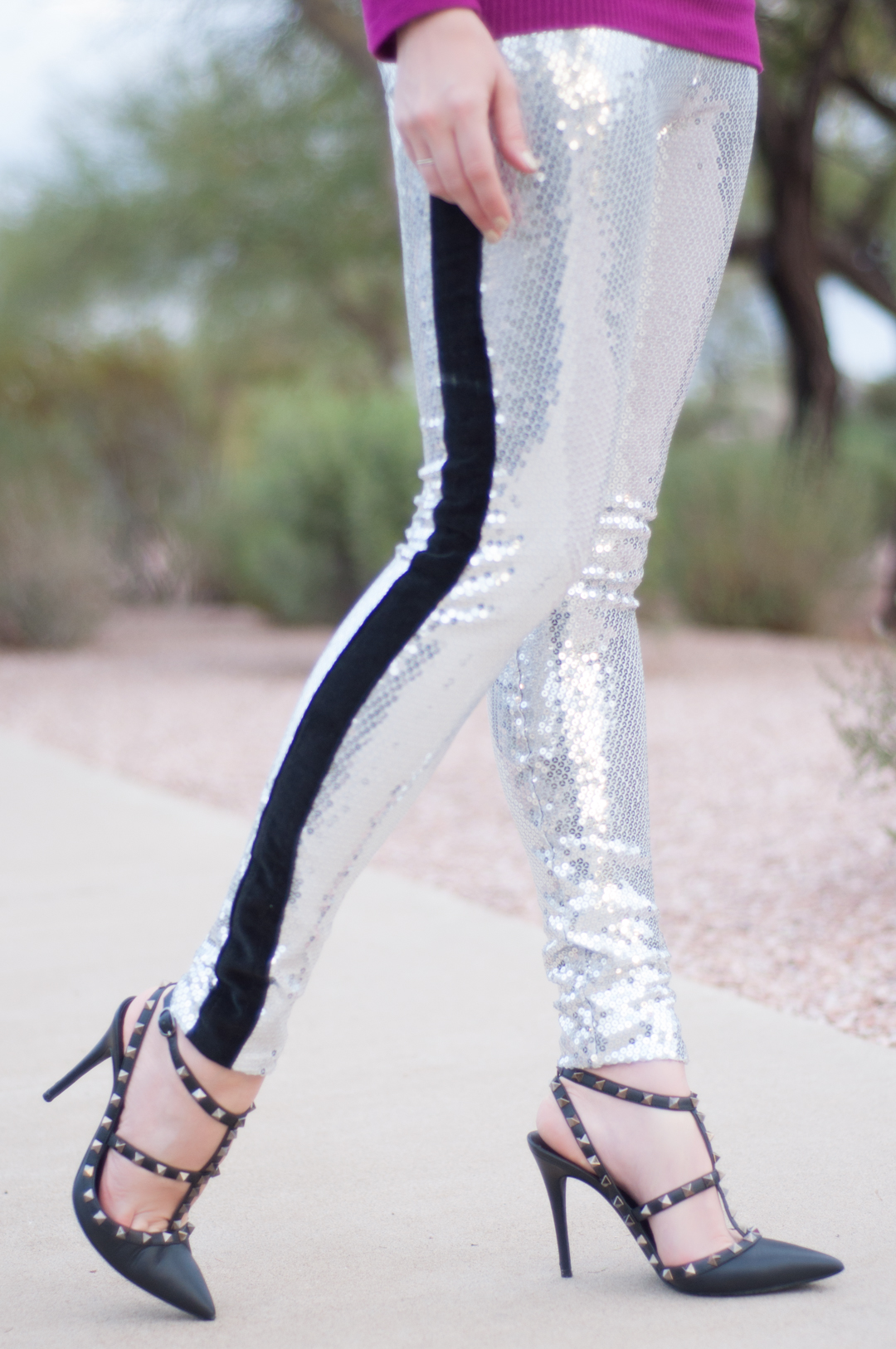 Petite Silver All-Over Sequin Leggings